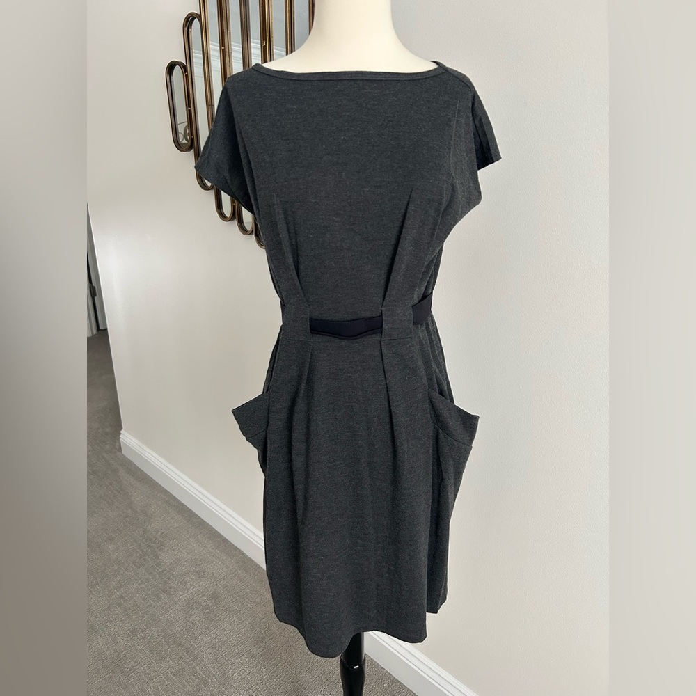 Simply Vera Vera Wang Charcoal Dark Gray Black Midi Dress Pockets Elastic XS